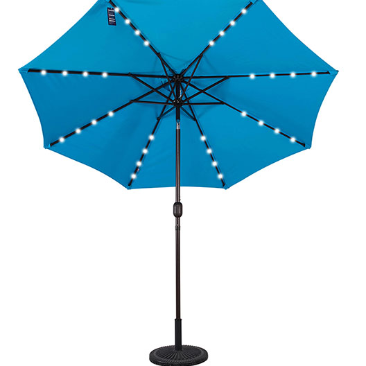 Best-Selling 9 Feet Solar Powered 32 LED Lighted Outdoor Patio Umbrella with Crank and Tilt for Garden Courtyard