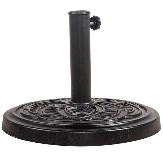 Good-Quality Decorative Cast Stone Outdoor Patio Umbrella Base Black Resin Heavy Duty Stand for Garden Courtyard