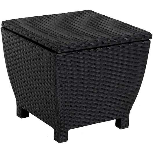 Good-Quality 13 Gallon Small Outdoor Bin Storage Container Box with Lid Patio Side Wicker Table for Garden Courtyard