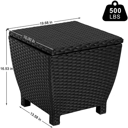 Good-Quality 13 Gallon Small Outdoor Bin Storage Container Box with Lid Patio Side Wicker Table for Garden Courtyard