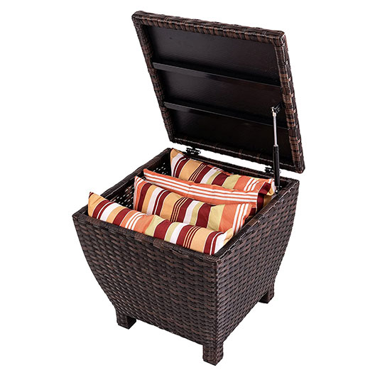 Good-Quality 13 Gallon Small Outdoor Bin Storage Container Box with Lid Patio Side Wicker Table for Garden Courtyard