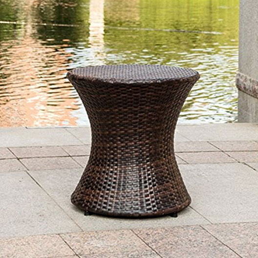 Outdoor 20 Inch Hourglass Wicker Patio Rattan End Table