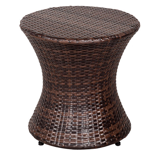 Outdoor 20 Inch Hourglass Wicker Patio Rattan End Table