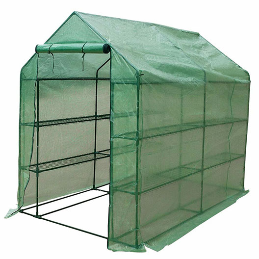 Outdoor Gardening Large 4 Tier 12 Shelf Hot Green House with PE Cover and Zipper Door