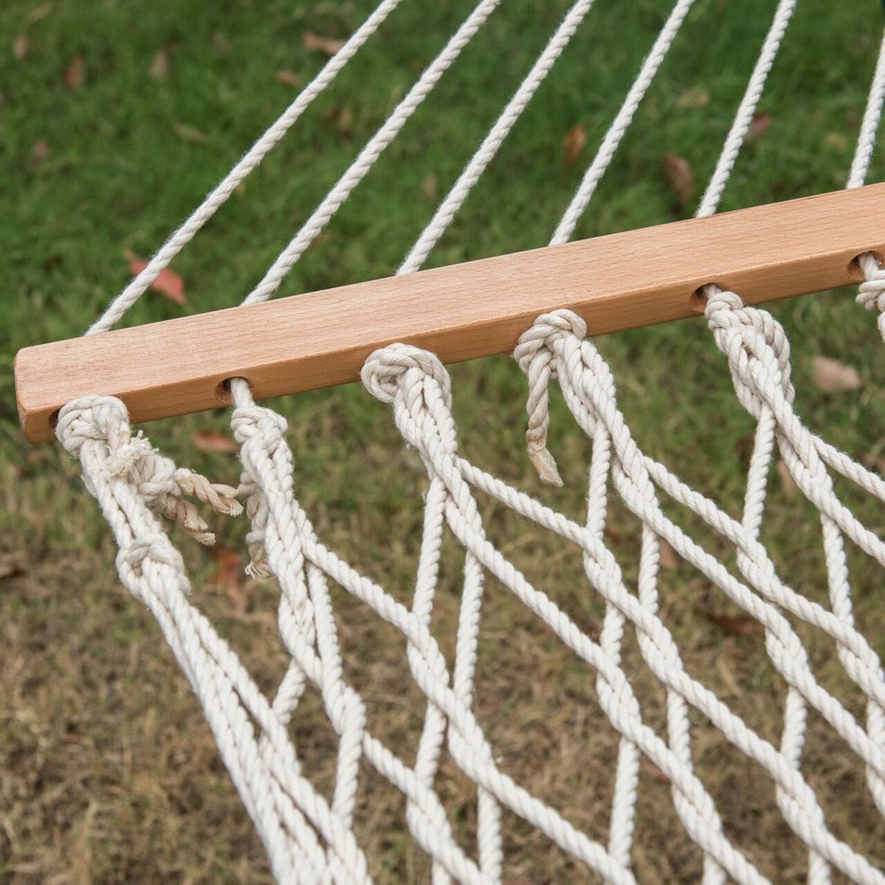 Hammocks Cotton Rope Double Hammock with Pillow, Wood Spreader, Natural