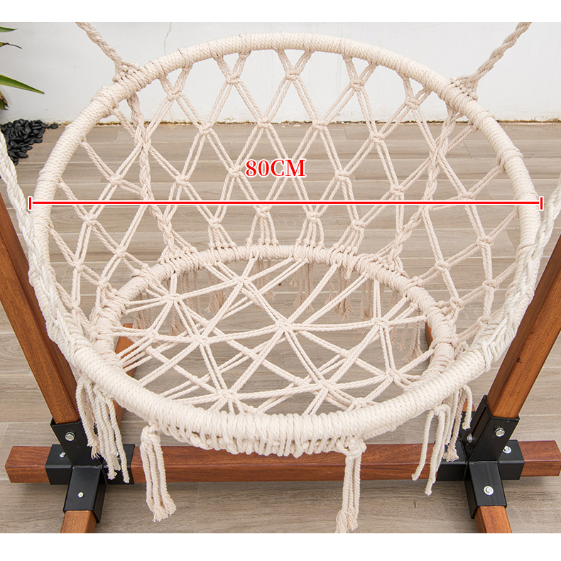 Macrame Handmade Hammock Swing Chair Patio Hanging Tassels Fringes Garden Swing For Adults