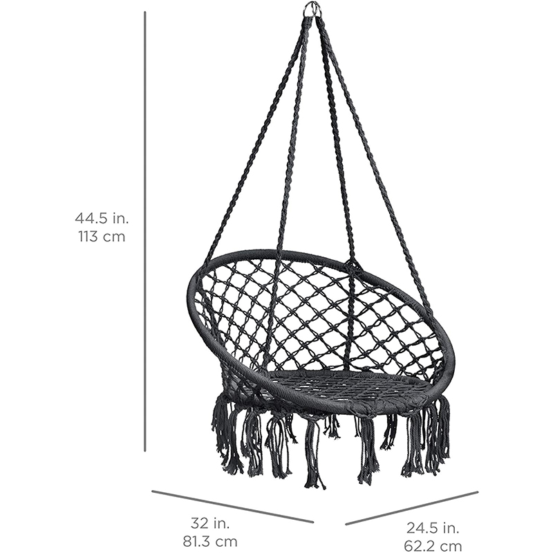 Max 330 Lbs Hammock Chair Macrame Swing - Hanging Cotton Rope Hammock Swing Chair for Indoor and Outdoor Use