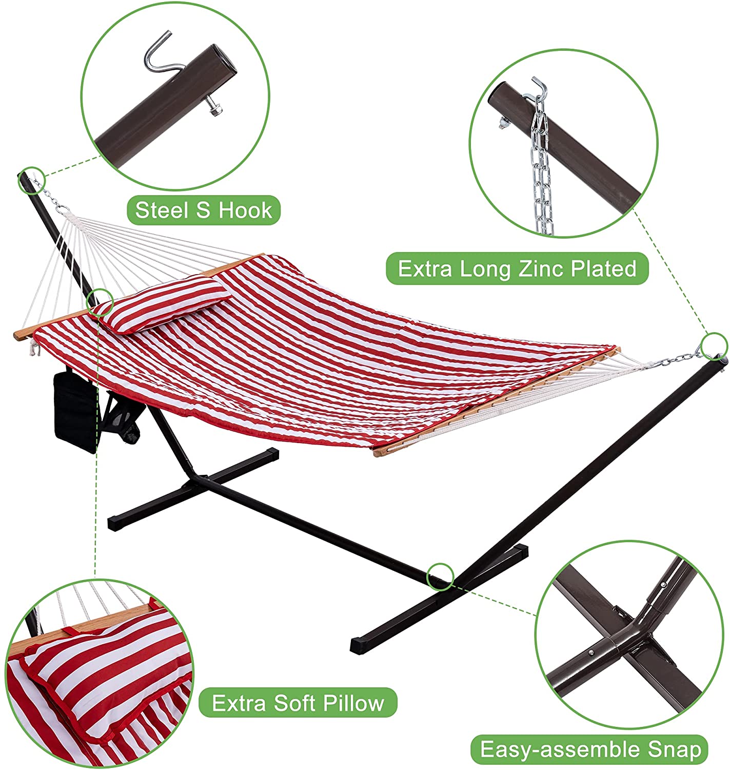 Camping quilted anti-rollover anti-tear hammock outdoor single double rocking chair swing dormitory bedroom hammock